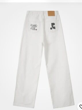 Rest & recreation White Wide-Leg Jeans with Back Pocket Graphi street fashion